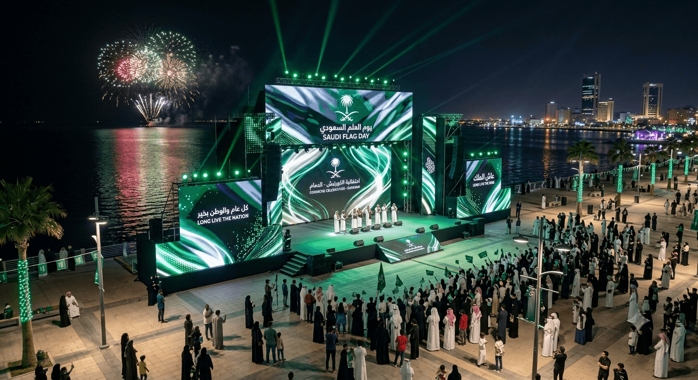LED Flag Day Stage Backdrop Branding